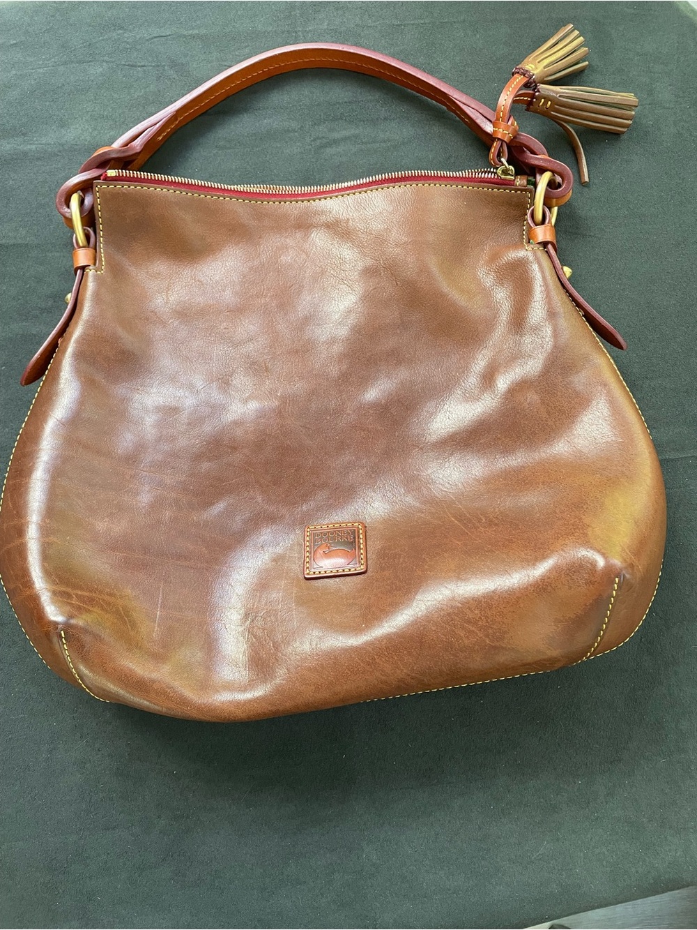 Dooney & Bourke Florentine Brown Leather Shoulder Hobo with Tassel